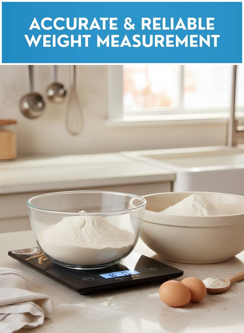 ميزان طعام رقمي – ميزان مطبخ إلكتروني بدقة 5 كجم / 1 جرام مع شاشة LCD ووظيفة التصفير (Tare)، ميزان جرام متعدد الوحدات للطبخ والخبز والتحكم في الكميات - Image 3